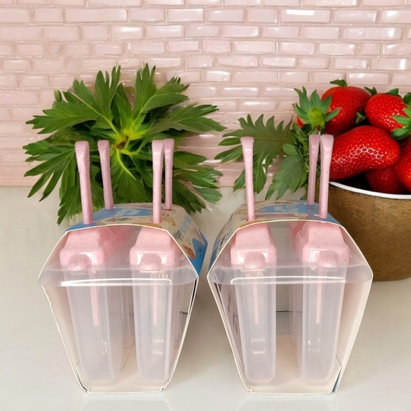 🆕️ SET OF 2 Pink 4 Pack Ice Pop Molds With 8 Molds Total - Picture 4 of 7